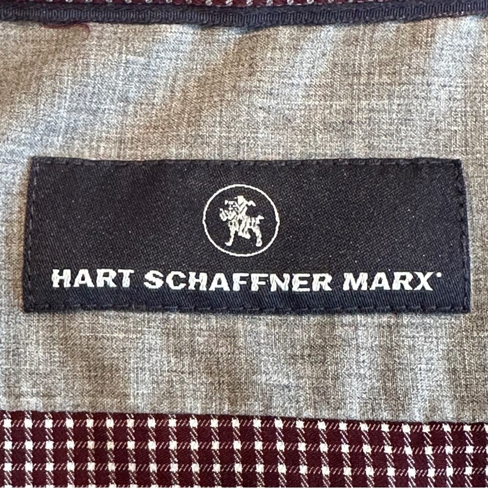 Hart Schaffner Marx Long Sleeve Cranberry & White checkered Shirt XL - Picture 8 of 12